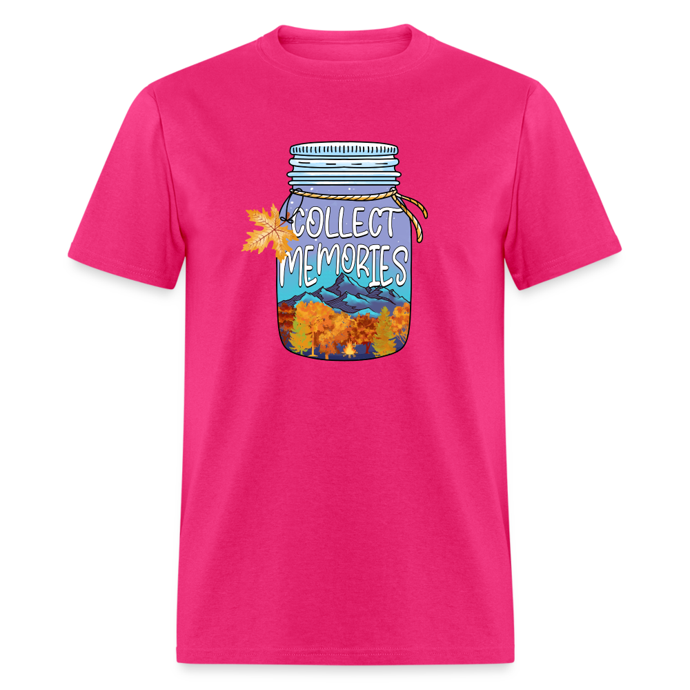 CampfireMemories: 'Collect Memories' Camping-Themed T-Shirt with Inspiring Jar Design - fuchsia
