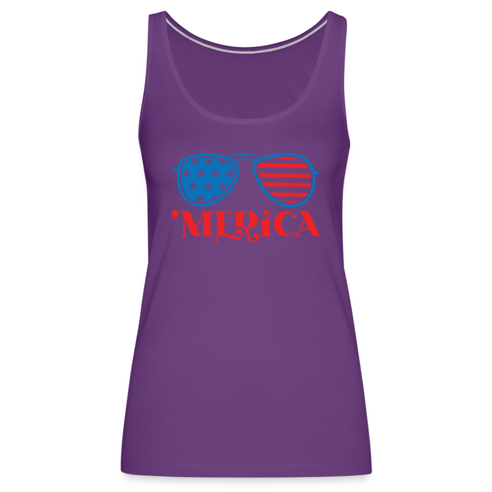 Patriotic Shades of 'Merica: Premium Women's Tank Top with Flag-Inspired Sunglasses - purple