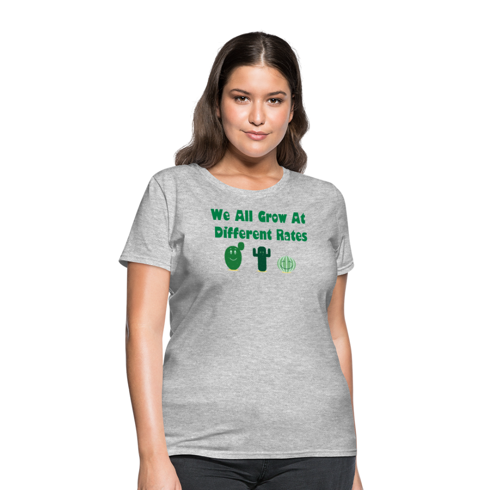 “We All Grow At Different Rates-Cactus”-Women's T-Shirt - heather gray