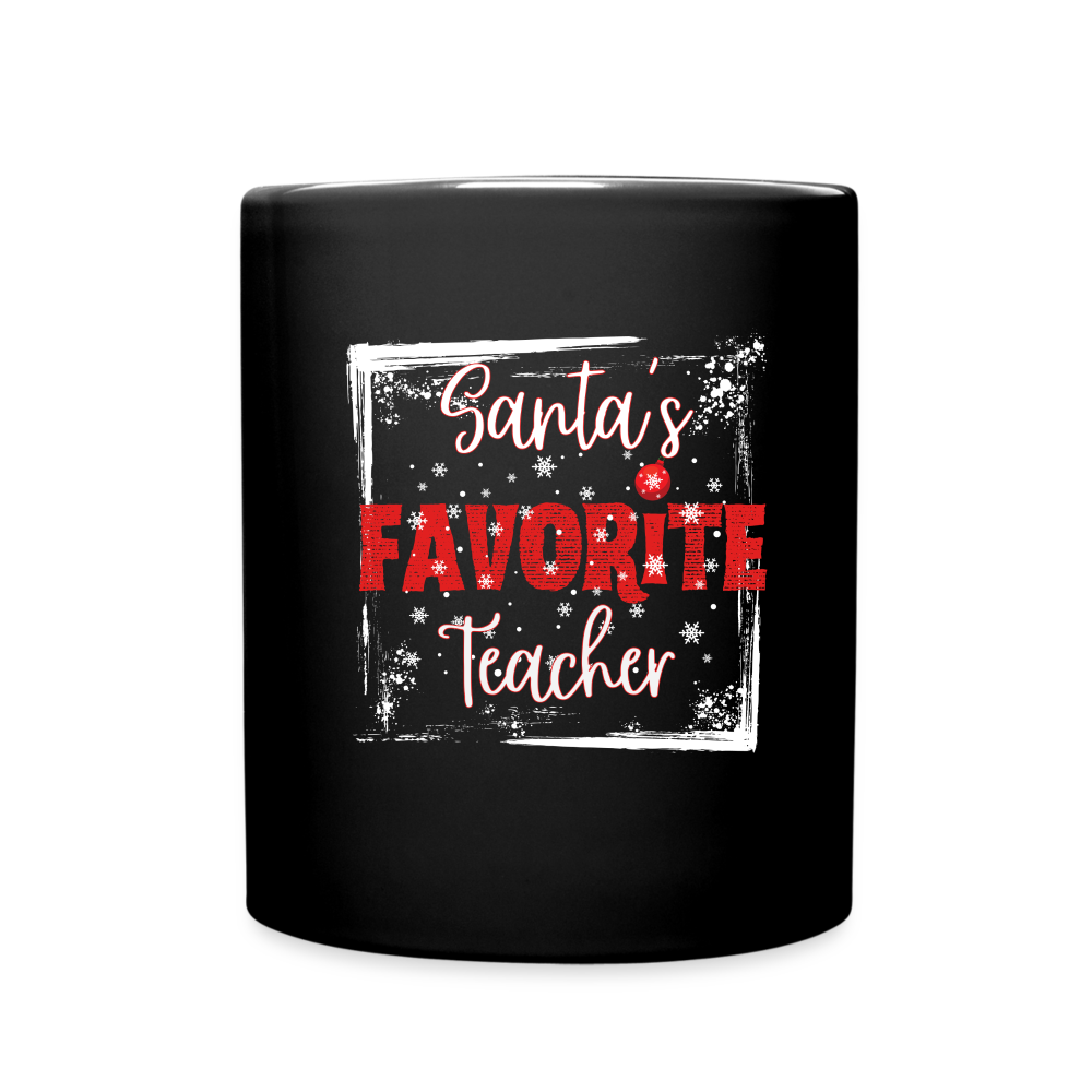 Warm Sips of Holiday Cheer: 'Santa's Favorite Teacher' Ceramic Mug - black