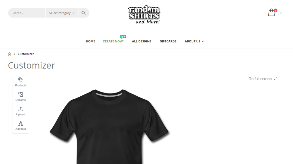 New Products on RandomShirts.com with Customizer - RandomShirts.com