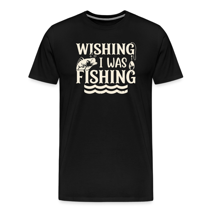 Wishing I Was Fishing T-Shirt - Black