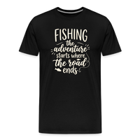 Load image into Gallery viewer, Fishing The Adventure Starts Where The Road Ends T-Shirt - Black
