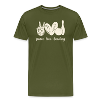 Load image into Gallery viewer, Peace Love Bowling T-Shirt - Olive Green
