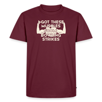 Load image into Gallery viewer, I Got These Muscles From Bowling Strikes T-Shirt - Burgundy
