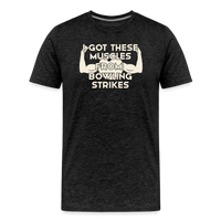 Load image into Gallery viewer, I Got These Muscles From Bowling Strikes T-Shirt - Charcoal Grey
