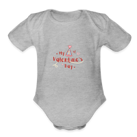 Load image into Gallery viewer, “My 1st Valentine’s Day-Organic Short Sleeve Baby Bodysuit - heather grey

