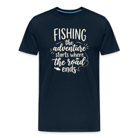 Load image into Gallery viewer, Fishing The Adventure Starts Where The Road Ends T-Shirt - Deep Navy
