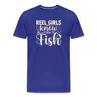 Load image into Gallery viewer, REEL Girls Irnow HOW TO Fish T-Shirt - Royal Blue
