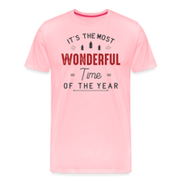 Load image into Gallery viewer, Jolly Jamboree: Men&#39;s Premium &#39;Most Wonderful Time of the Year&#39; Festive Tee - pink
