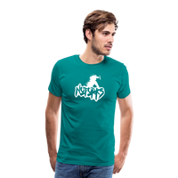 Load image into Gallery viewer, Unfork-gettable – No Forks Men’s Premium Tee (White Logo) - teal

