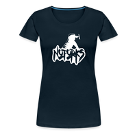 Load image into Gallery viewer, Fork Off in Style – No Forks Women’s Premium Tee (White Logo) - deep navy
