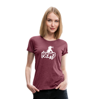 Load image into Gallery viewer, Fork Off in Style – No Forks Women’s Premium Tee (White Logo) - heather burgundy
