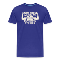 Load image into Gallery viewer, I Got These Muscles From Bowling Strikes T-Shirt - Royal Blue
