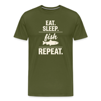 Load image into Gallery viewer, EAT. Sleep. Fish Repeat. T-Shirt - Olive Green
