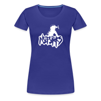 Load image into Gallery viewer, Fork Off in Style – No Forks Women’s Premium Tee (White Logo) - royal blue
