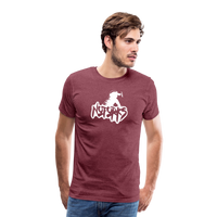 Load image into Gallery viewer, Unfork-gettable – No Forks Men’s Premium Tee (White Logo) - heather burgundy
