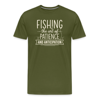 Load image into Gallery viewer, Fishing - the Art of Patience AND Anticipation T-Shirt - Olive Green
