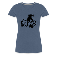 Load image into Gallery viewer, Loud &amp; Clear – No Forks Women’s Premium Tee (Black Logo Edition) - heather blue
