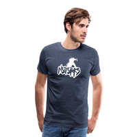 Load image into Gallery viewer, Unfork-gettable – No Forks Men’s Premium Tee (White Logo) - heather blue
