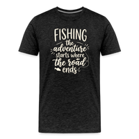 Load image into Gallery viewer, Fishing The Adventure Starts Where The Road Ends T-Shirt - Charcoal Grey
