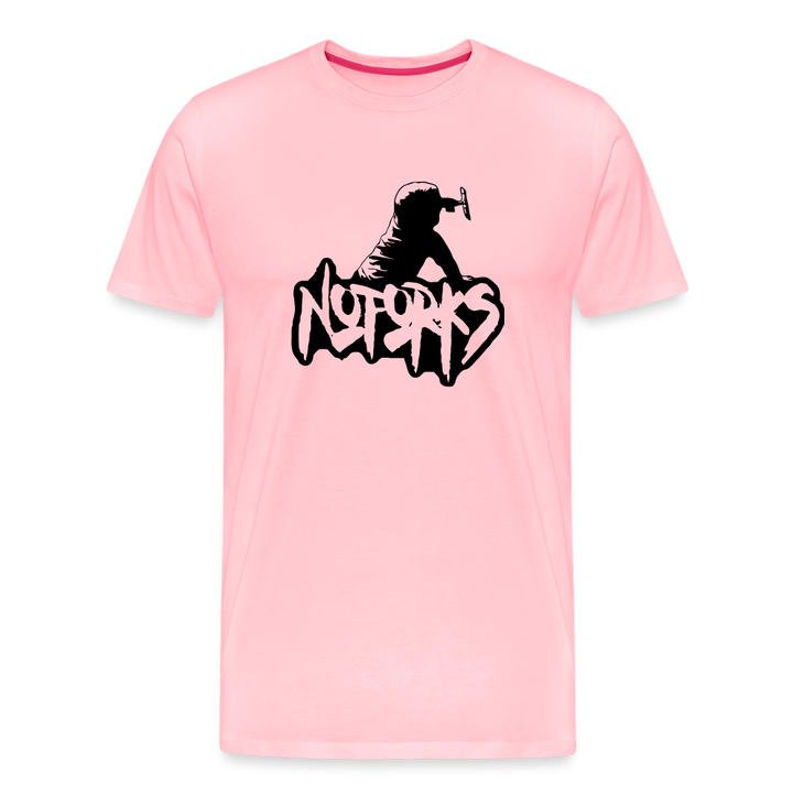 Light but Loud – No Forks Men’s Premium Tee (Black Logo Edition) - pink
