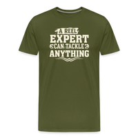 Load image into Gallery viewer, ZA REEL Expert 'canstackle Anything T-Shirt - Olive Green
