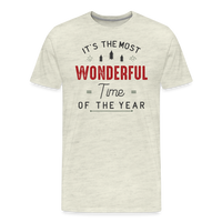 Load image into Gallery viewer, Jolly Jamboree: Men&#39;s Premium &#39;Most Wonderful Time of the Year&#39; Festive Tee - heather oatmeal
