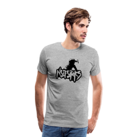 Load image into Gallery viewer, Light but Loud – No Forks Men’s Premium Tee (Black Logo Edition) - heather gray
