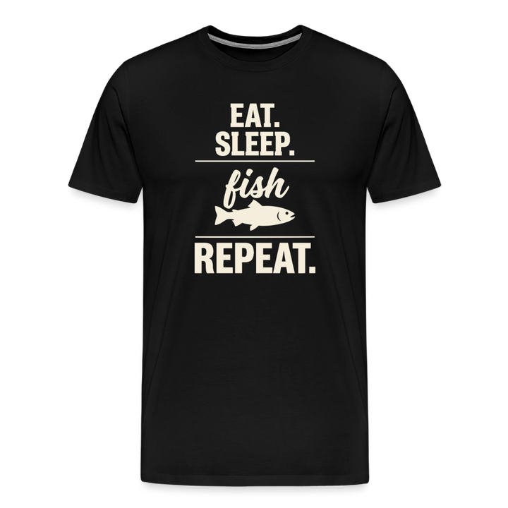 EAT. Sleep. Fish Repeat. T-Shirt - Black