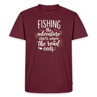 Load image into Gallery viewer, Fishing The Adventure Starts Where The Road Ends T-Shirt - Burgundy
