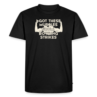 Load image into Gallery viewer, I Got These Muscles From Bowling Strikes T-Shirt - Black
