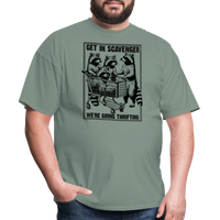 Load image into Gallery viewer, “Get in scavenger, we’re thrifting-raccoons”-Unisex Classic T-Shirt - sage
