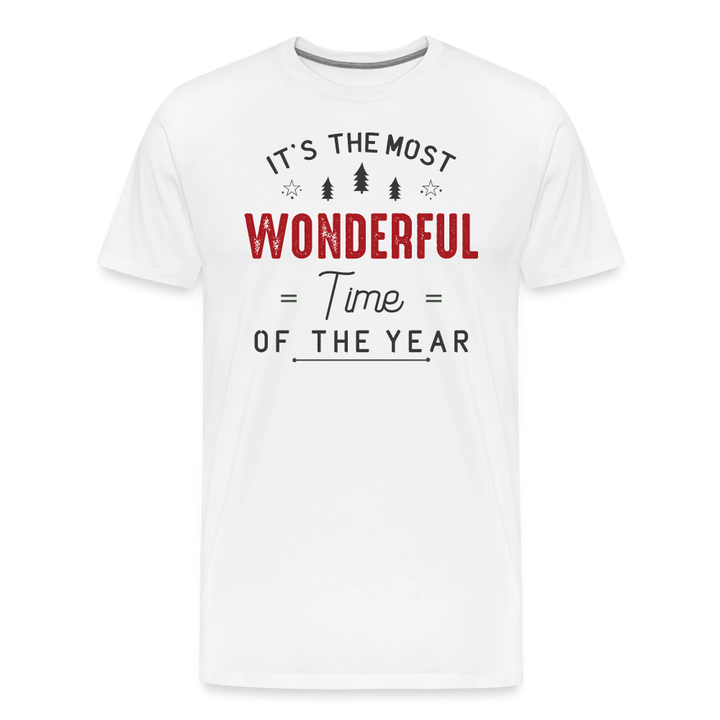 Jolly Jamboree: Men's Premium 'Most Wonderful Time of the Year' Festive Tee - white