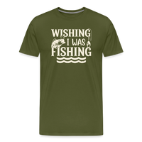 Load image into Gallery viewer, Wishing I Was Fishing T-Shirt - Olive Green
