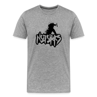 Load image into Gallery viewer, Light but Loud – No Forks Men’s Premium Tee (Black Logo Edition) - heather gray
