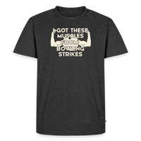 Load image into Gallery viewer, I Got These Muscles From Bowling Strikes T-Shirt - Heather Anthracite
