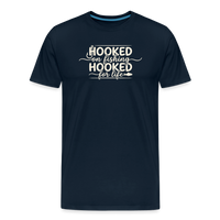 Load image into Gallery viewer, Hooked On Fishing Hooked For Life T-Shirt - Deep Navy
