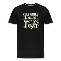 Load image into Gallery viewer, REEL Girls Irnow HOW TO Fish T-Shirt - Black
