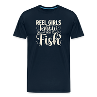 Load image into Gallery viewer, REEL Girls Irnow HOW TO Fish T-Shirt - Deep Navy
