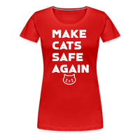 Load image into Gallery viewer, Make Cats Safe Again&quot; Women&#39;s Premium Tee – Purr-fectly Powerful! - red
