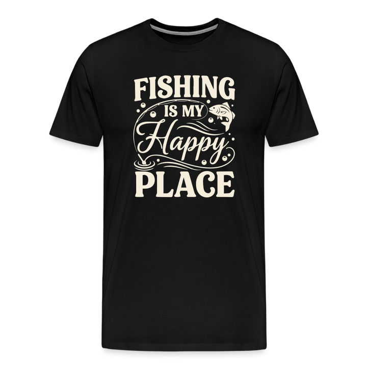 Fishing Is My Happy Place T-Shirt - Black
