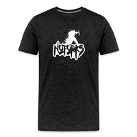 Load image into Gallery viewer, Unfork-gettable – No Forks Men’s Premium Tee (White Logo) - charcoal grey
