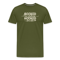Load image into Gallery viewer, Hooked On Fishing Hooked For Life T-Shirt - Olive Green
