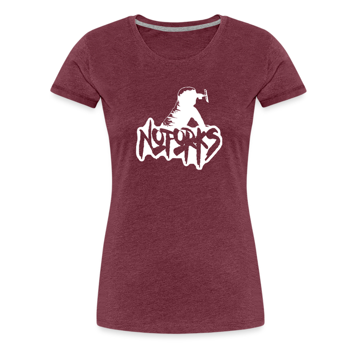Fork Off in Style – No Forks Women’s Premium Tee (White Logo) - heather burgundy