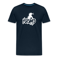 Load image into Gallery viewer, Unfork-gettable – No Forks Men’s Premium Tee (White Logo) - deep navy
