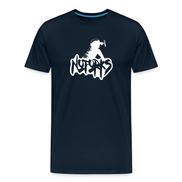 Unfork-gettable – No Forks Men’s Premium Tee (White Logo) - deep navy
