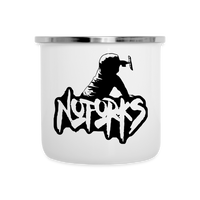 Load image into Gallery viewer, Forkin&#39; Around the Campfire – No Forks Enameled Camper Mug - white
