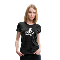Load image into Gallery viewer, Fork Off in Style – No Forks Women’s Premium Tee (White Logo) - charcoal grey
