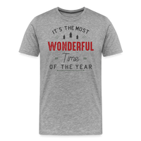 Load image into Gallery viewer, Jolly Jamboree: Men&#39;s Premium &#39;Most Wonderful Time of the Year&#39; Festive Tee - heather gray
